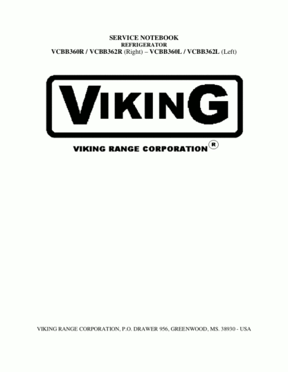 Viking Refrigerator Service Manual 01