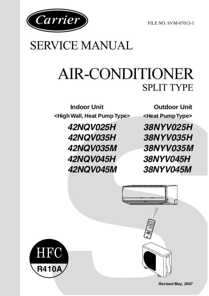 Carrier Air Conditioner Service Manual for Model 42NQV025H