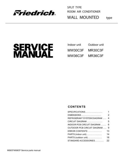 Friedrich Air Conditioner Service Manual 20