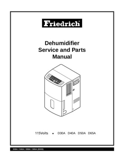 Friedrich Dehumidifier Service Manual 31