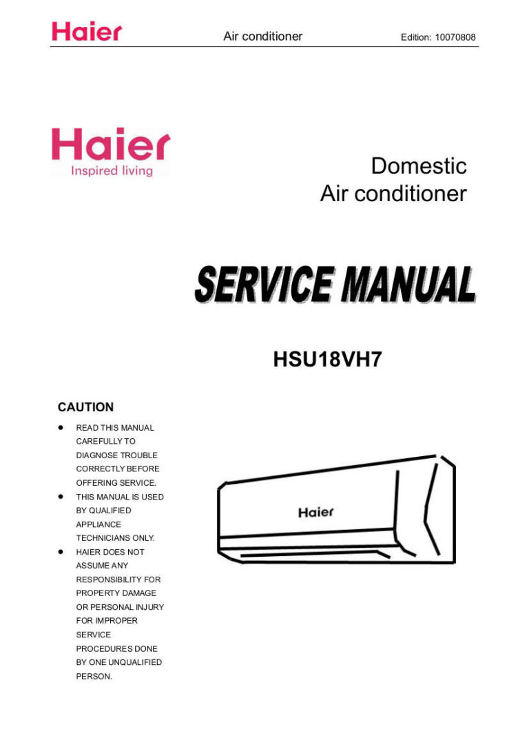 Haier Air Conditioner Service Manual For Model HSU VH