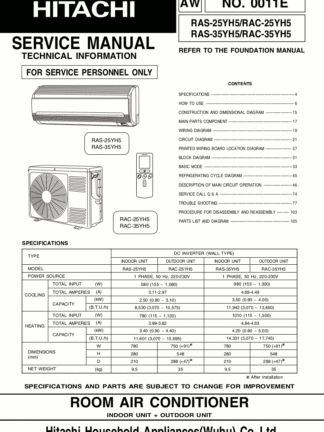 Hitachi Air Conditioner Service Manual 02