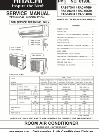 Hitachi Air Conditioner Service Manual 07