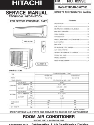 Hitachi Air Conditioner Service Manual 08