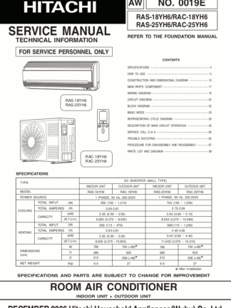 Hitachi Air Conditioner Service Manual 09
