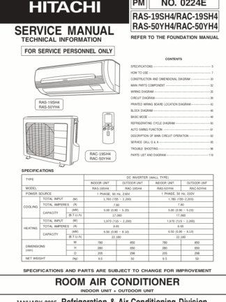 Hitachi Air Conditioner Service Manual 11