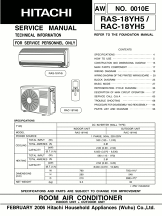 Hitachi Air Conditioner Service Manual 12