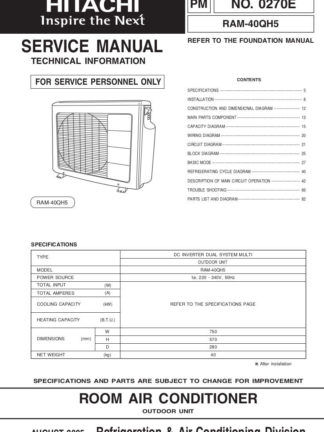 Hitachi Air Conditioner Service Manual 14