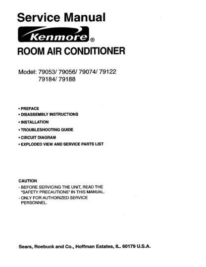 Kenmore Air Conditioner Service Manual 01