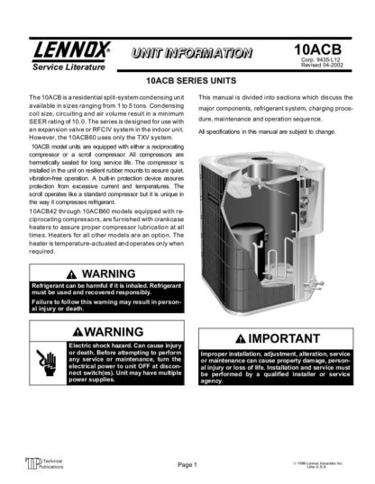 Lennox Air Conditioner Service Manual 02