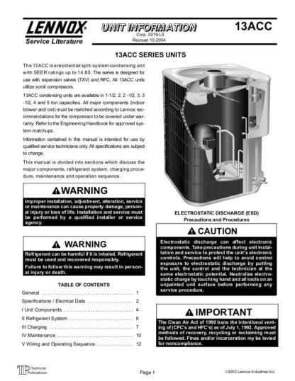 Lennox Air Conditioner Service Manual 04