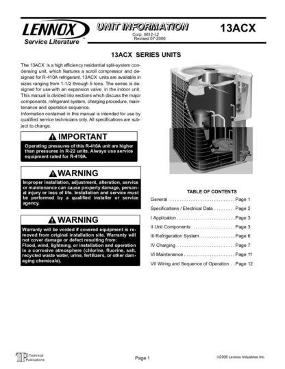 Lennox Air Conditioner Service Manual 06