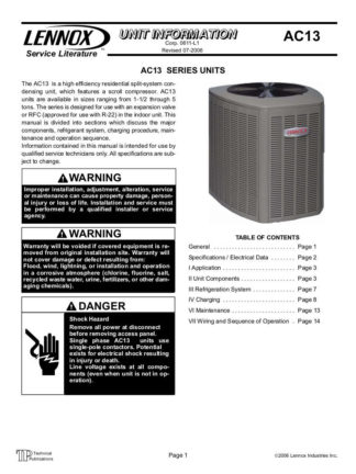 Lennox Air Conditioner Service Manual 07