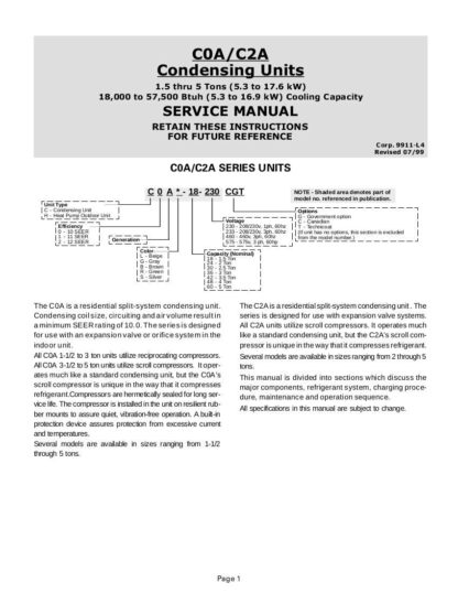 Lennox Air Conditioner Service Manual 08