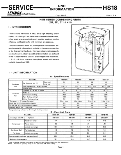 Lennox Air Conditioner Service Manual 17
