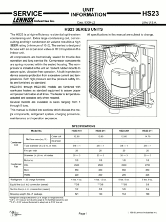 Lennox Air Conditioner Service Manual 20