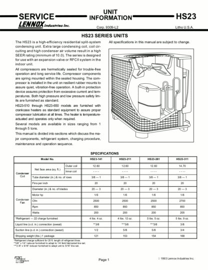 Lennox Air Conditioner Service Manual 20