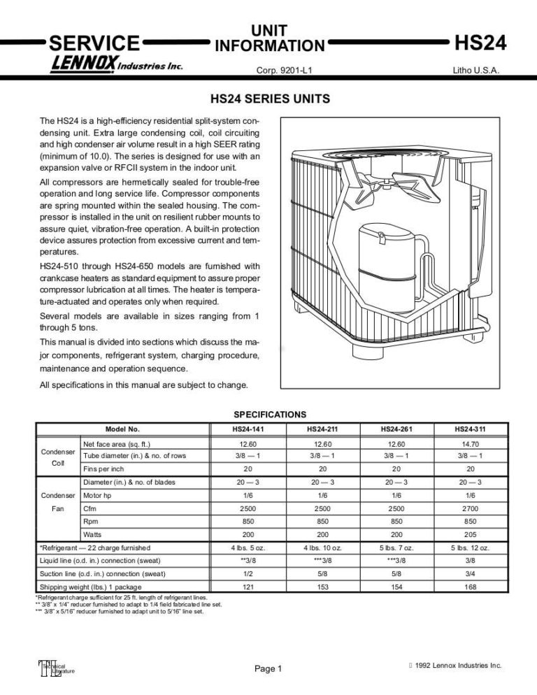 lennox-air-conditioner-service-manual-model-hs24-141