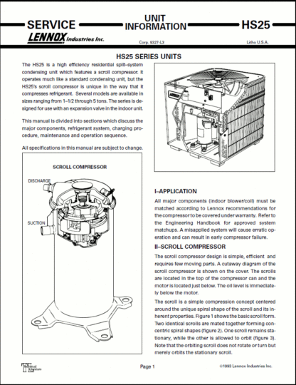 Lennox Air Conditioner Service Manual 22
