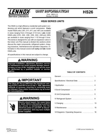 Lennox Air Conditioner Service Manual 23
