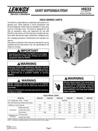 Lennox Air Conditioner Service Manual 28