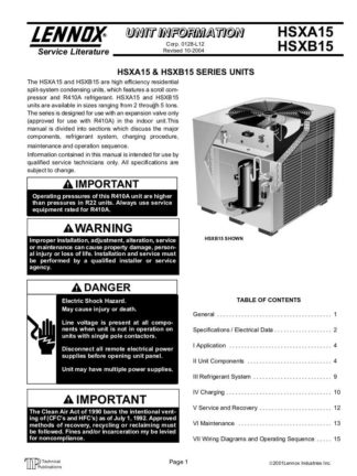 Lennox Air Conditioner Service Manual 33