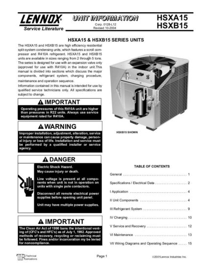 Lennox Air Conditioner Service Manual 33
