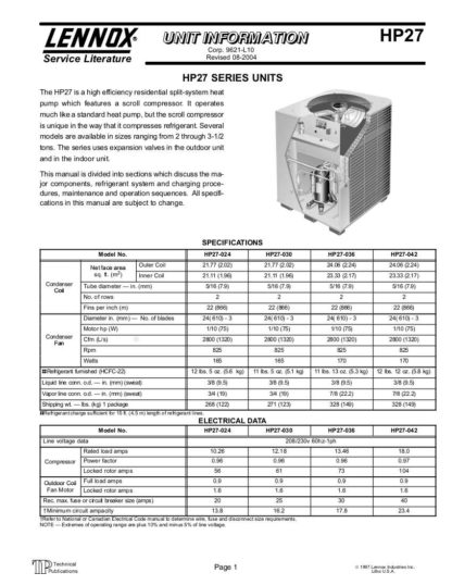 Lennox Air Conditioner Service Manual 34
