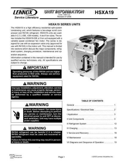 Lennox Air Conditioner Service Manual 36