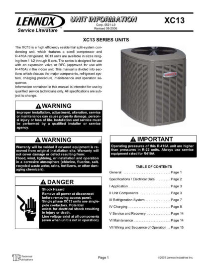Lennox Air Conditioner Service Manual 37