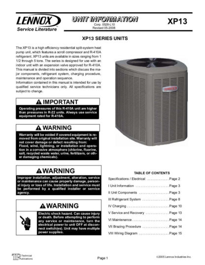 Lennox Air Conditioner Service Manual 50