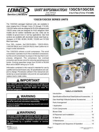 Lennox Air Conditioner Service Manual 52