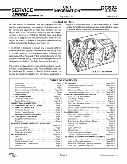 Lennox Air Conditioner Service Manual 54