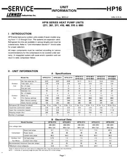 Lennox Air Conditioner Service Manual 62