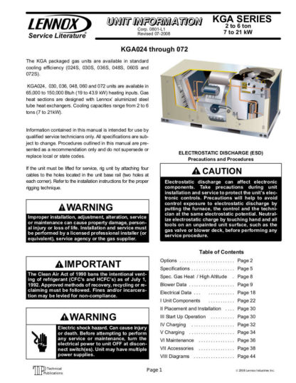 Lennox Air Conditioner Service Manual 73