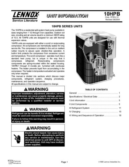 Lennox Air Conditioner Service Manual 79