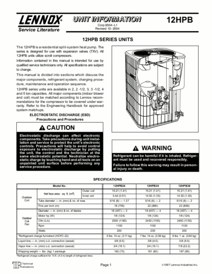 Lennox Air Conditioner Service Manual 80