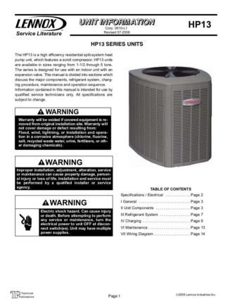 Lennox Air Conditioner Service Manual 84