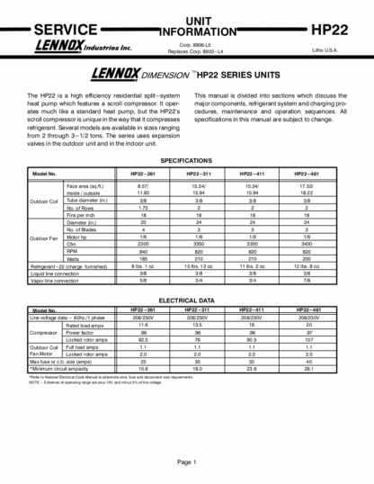 Lennox Air Conditioner Service Manual 86
