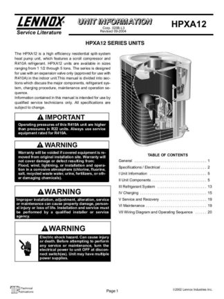 Lennox Air Conditioner Service Manual 89