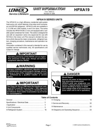 Lennox Air Conditioner Service Manual 90