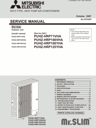 Mitsubishi Air Conditioner Service Manual 09