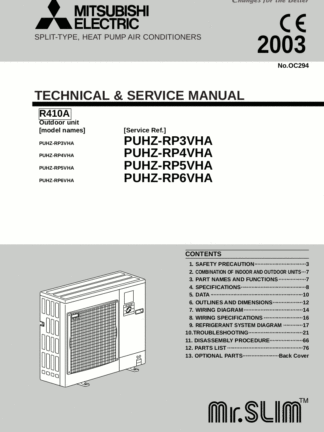 Mitsubishi Air Conditioner Service Manual 106
