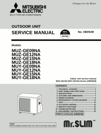 Mitsubishi Air Conditioner Service Manual 11