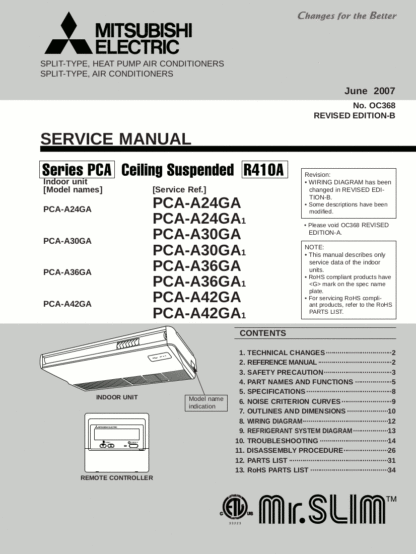 Mitsubishi Air Conditioner Service Manual 14