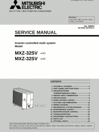 Mitsubishi Air Conditioner Service Manual 26