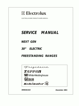 Frigidaire Food Warmer Service Manual 01