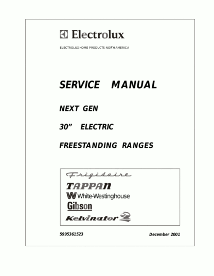 Frigidaire Food Warmer Service Manual 01