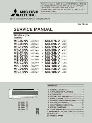 Mitsubishi Air Conditioner Service Manual 100
