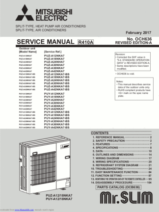 Mitsubishi Air Conditioner Service Manual 114